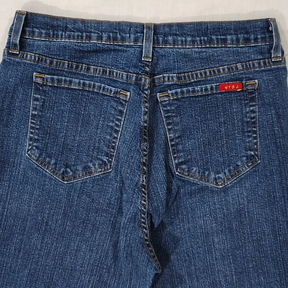 NYDJ Tummy Tuck Jeans Womens Size 12 High Rise Boot Cut USA Stretch Denim Blue - Picture 5 of 16
